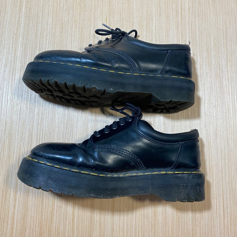 Dr. Martens 8053 Quad Platform Black Leather Shoes Mens 10 5-Eye Oxford Lug Sole